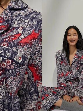$58 PRE-OWNED Anthropologie x Florence Balducci Menagerie Flannel Sleep Top M